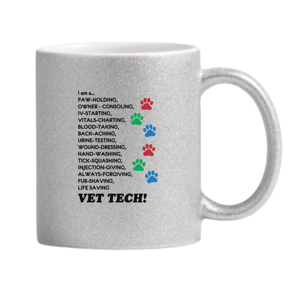 I Am A Vet Tech Glitter Mug