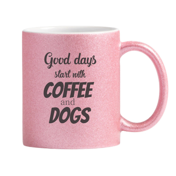 Coffee And Dogs Glitter Mug