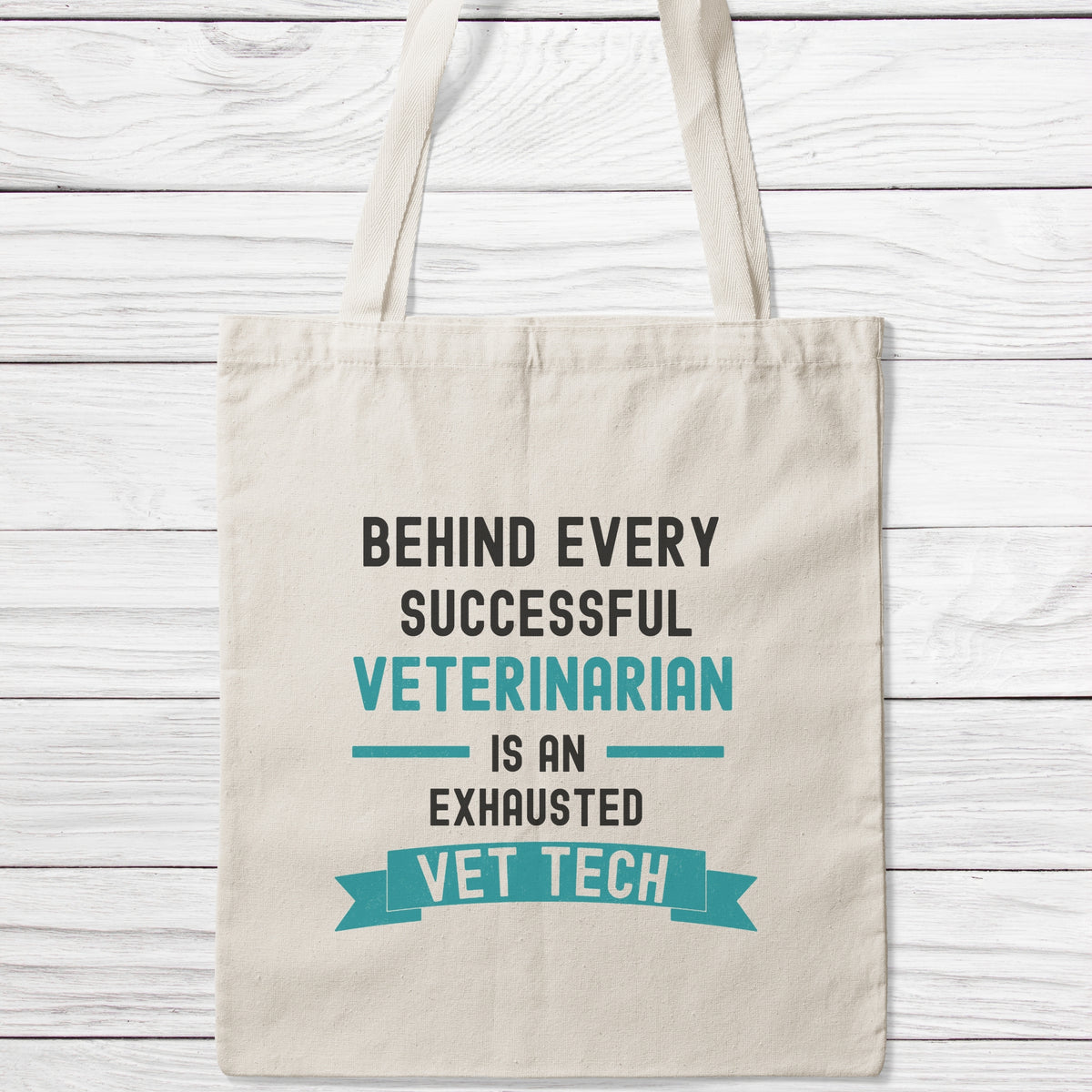 Behind Every Successful Veterinarian Is An Exhausted Vet Tech Tote Bag-Classic Sublimation Tote Bag-I love Veterinary