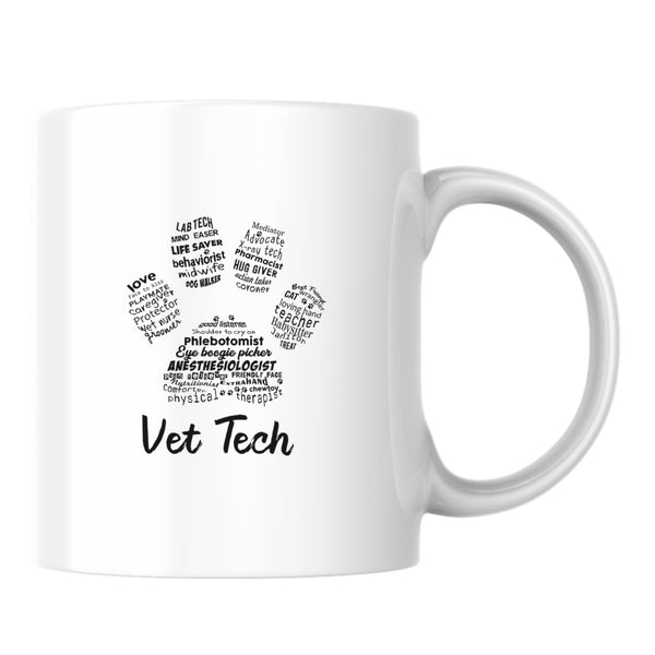Vet Tech Paw White Mug-White Mug-I love Veterinary