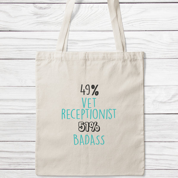 49% Vet Receptionist 51% Badass Tote Bag-Classic Sublimation Tote Bag-I love Veterinary