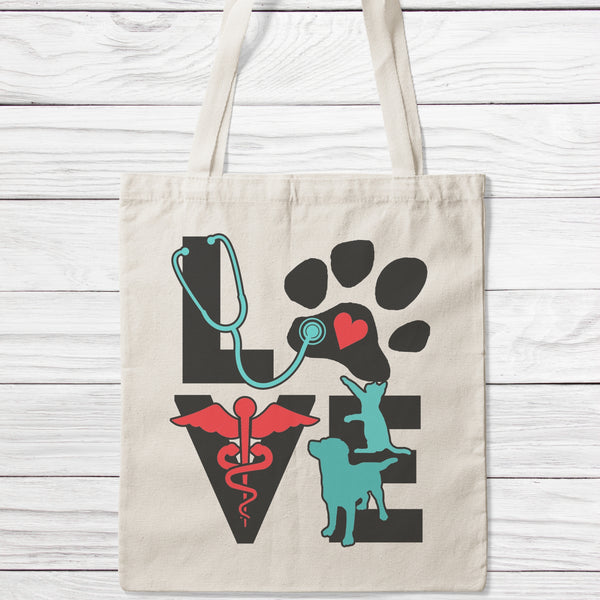 Veterinary Love Stethoscope Tote Bag-Classic Sublimation Tote Bag-I love Veterinary