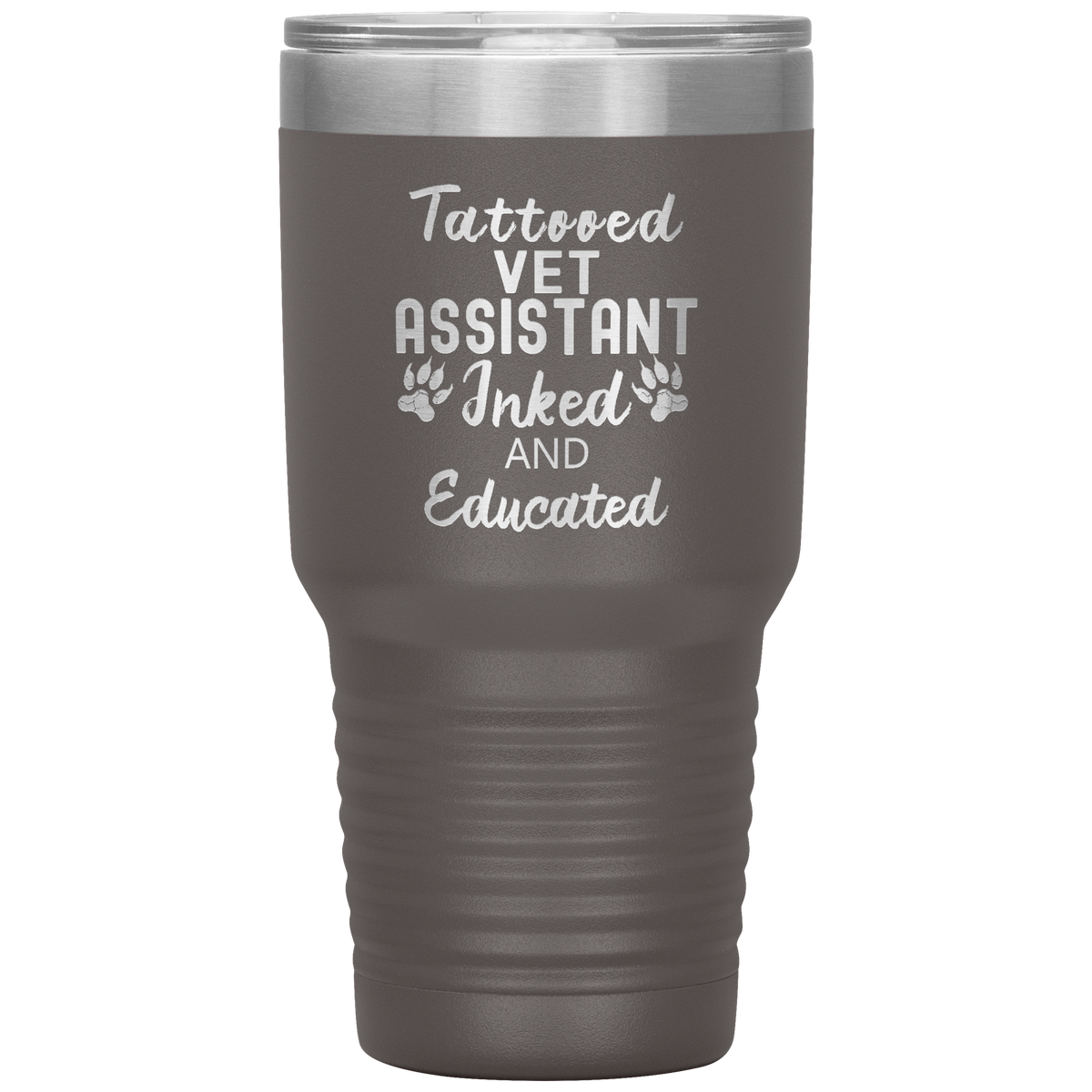 Vet Assistant- Tattooed, Inked and Educated 30oz Vacuum Tumbler-Tumblers-I love Veterinary