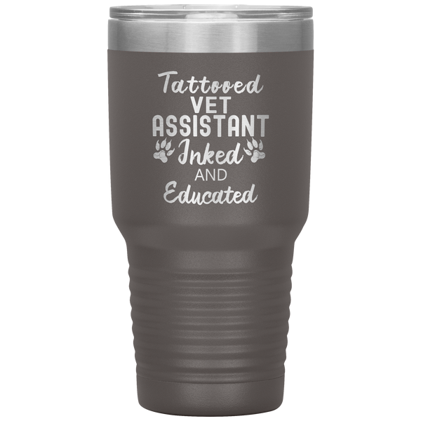Vet Assistant- Tattooed, Inked and Educated 30oz Vacuum Tumbler-Tumblers-I love Veterinary