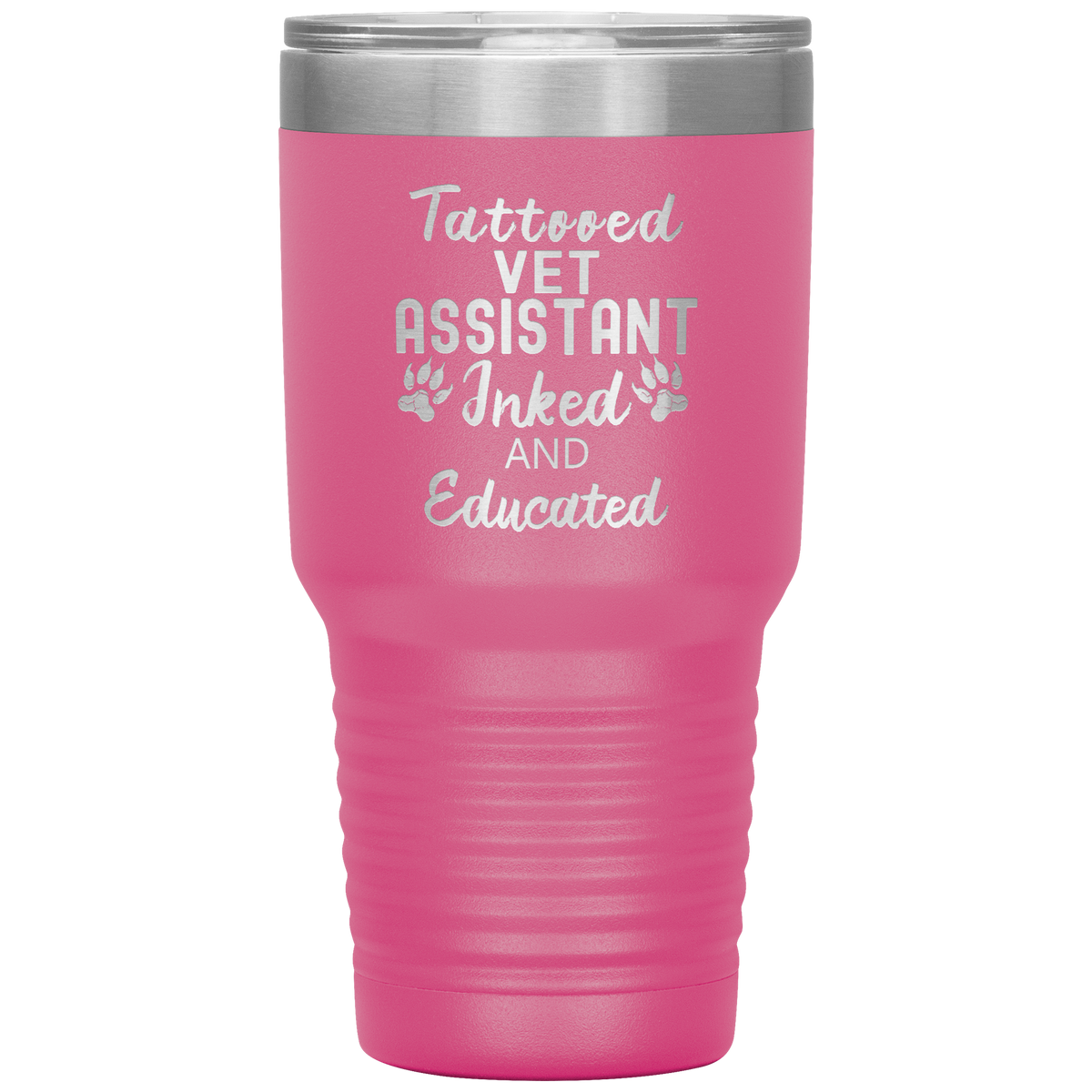 Vet Assistant- Tattooed, Inked and Educated 30oz Vacuum Tumbler-Tumblers-I love Veterinary