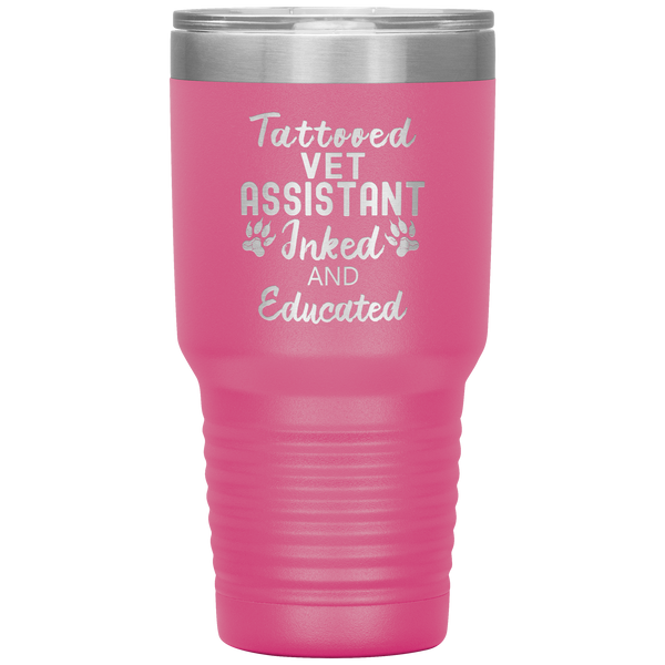Vet Assistant- Tattooed, Inked and Educated 30oz Vacuum Tumbler-Tumblers-I love Veterinary