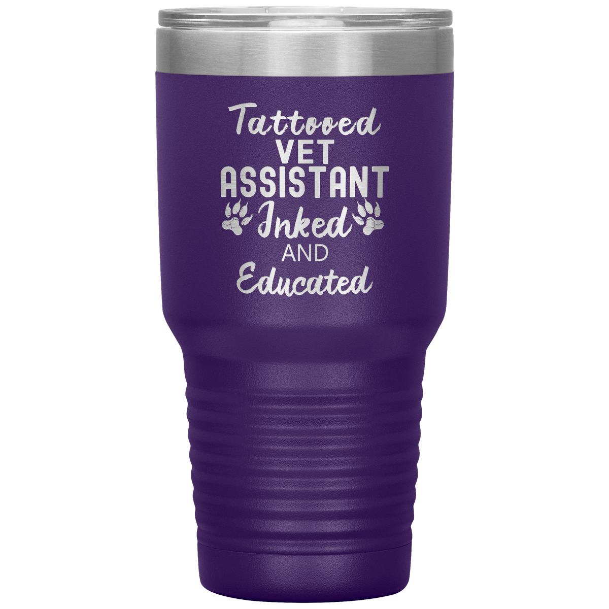 Vet Assistant- Tattooed, Inked and Educated 30oz Vacuum Tumbler-Tumblers-I love Veterinary