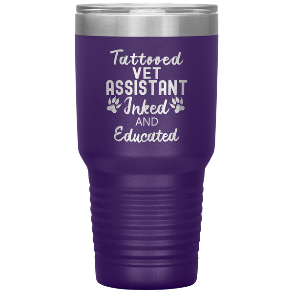 Vet Assistant- Tattooed, Inked and Educated 30oz Vacuum Tumbler-Tumblers-I love Veterinary