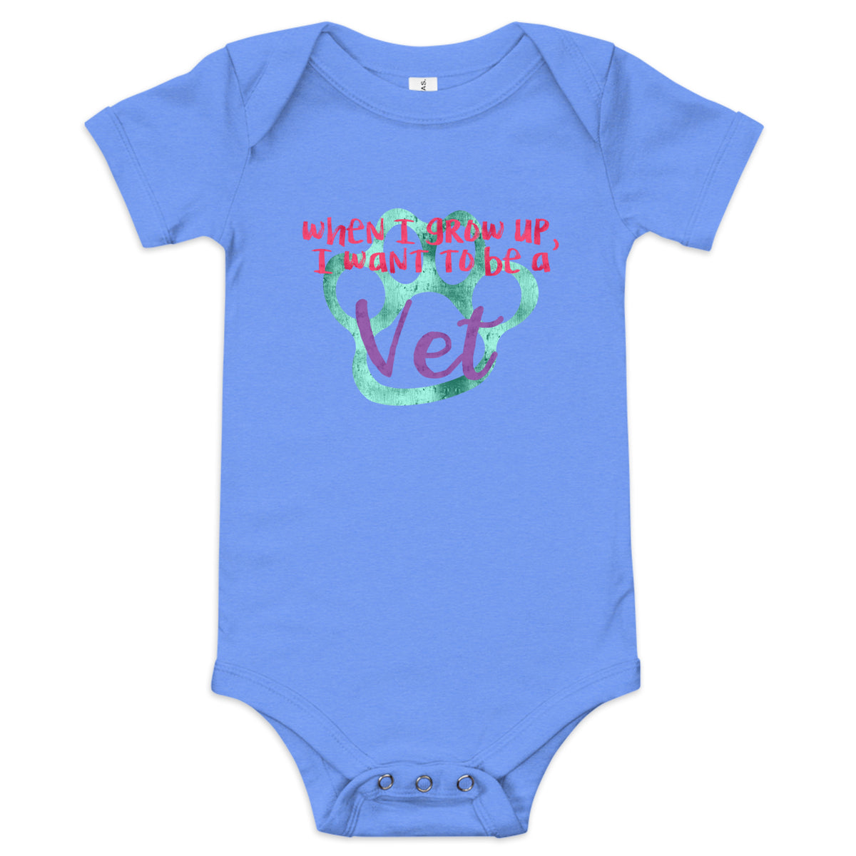 When I grow up, I want to be a Vet Baby short sleeve one piece-Baby Jersey Short Sleeve One Piece | Bella + Canvas 100B-I love Veterinary