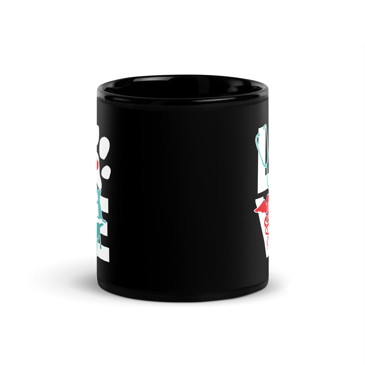 Love Cat and Dog Black Glossy Mug-Black Glossy Mug-I love Veterinary