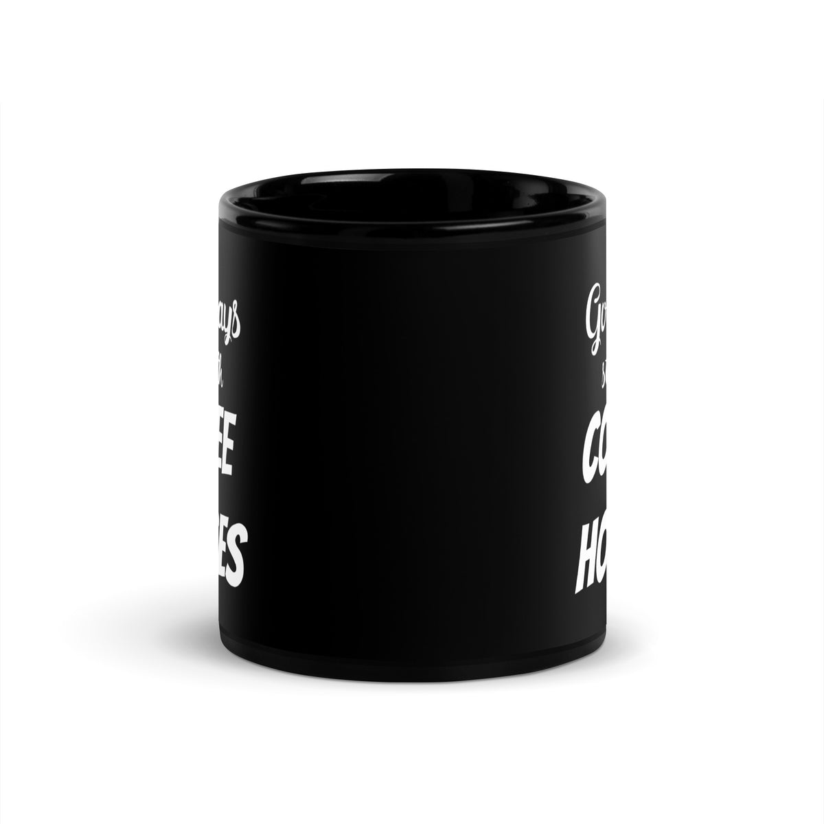 Good days start with Coffee and Horses Black Glossy Mug-Black Glossy Mug-I love Veterinary