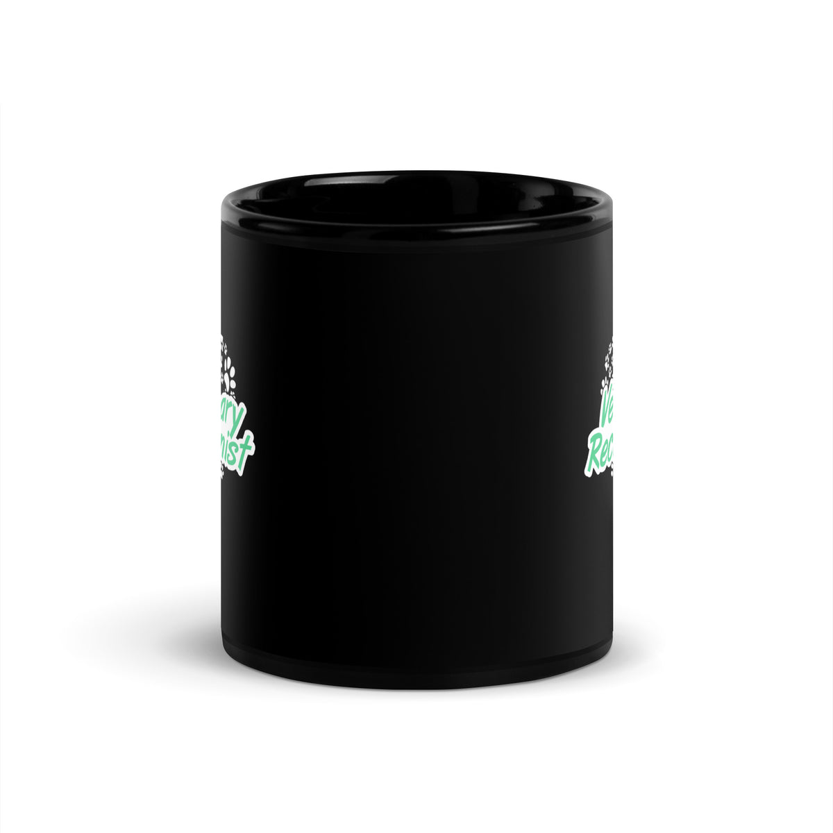 Veterinary Receptionist Heart Paws Black Glossy Mug-Black Glossy Mug-I love Veterinary