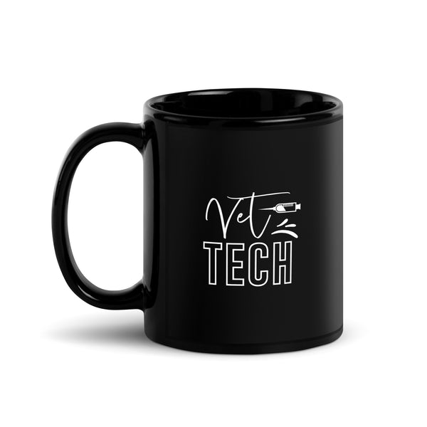 Vet Tech Needle Black Glossy Mug-Black Glossy Mug-I love Veterinary
