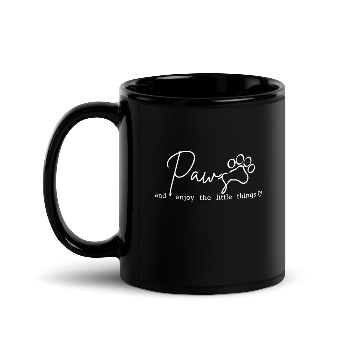 Paws and enjoy the little things Black Glossy Mug-I love Veterinary