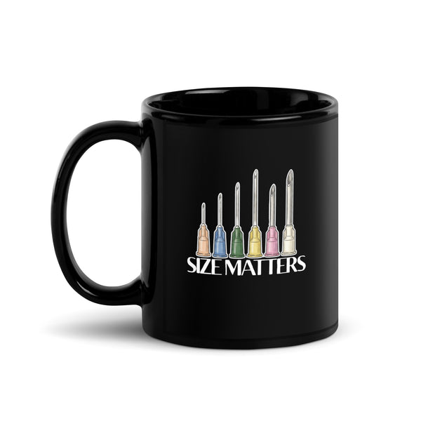 Size Matters Black Glossy Mug-I love Veterinary