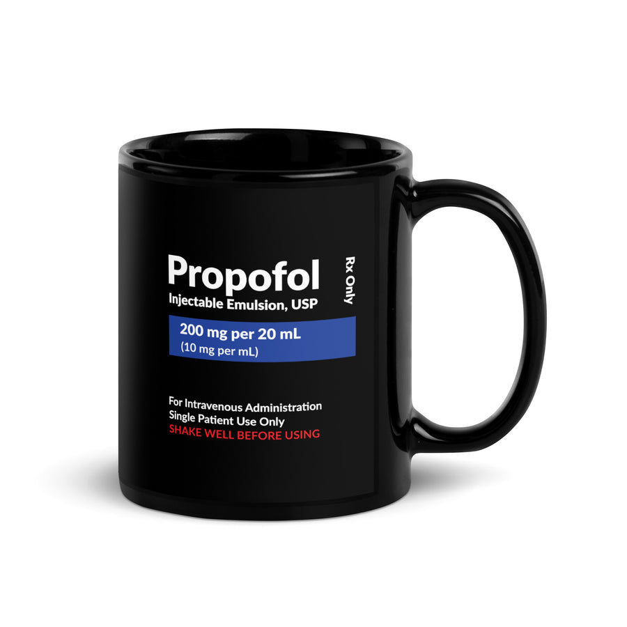 Propofol Design Black Glossy Mug-I love Veterinary