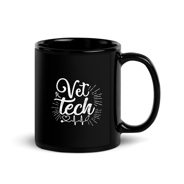 Vet Tech Stethoscope Pulse Black Glossy Mug-Black Glossy Mug-I love Veterinary