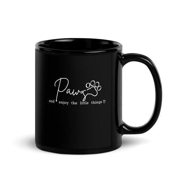 Paws and enjoy the little things Black Glossy Mug-I love Veterinary