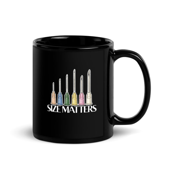 Size Matters Black Glossy Mug-I love Veterinary