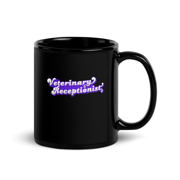 Veterinary Receptionist Black Glossy Mug-I love Veterinary
