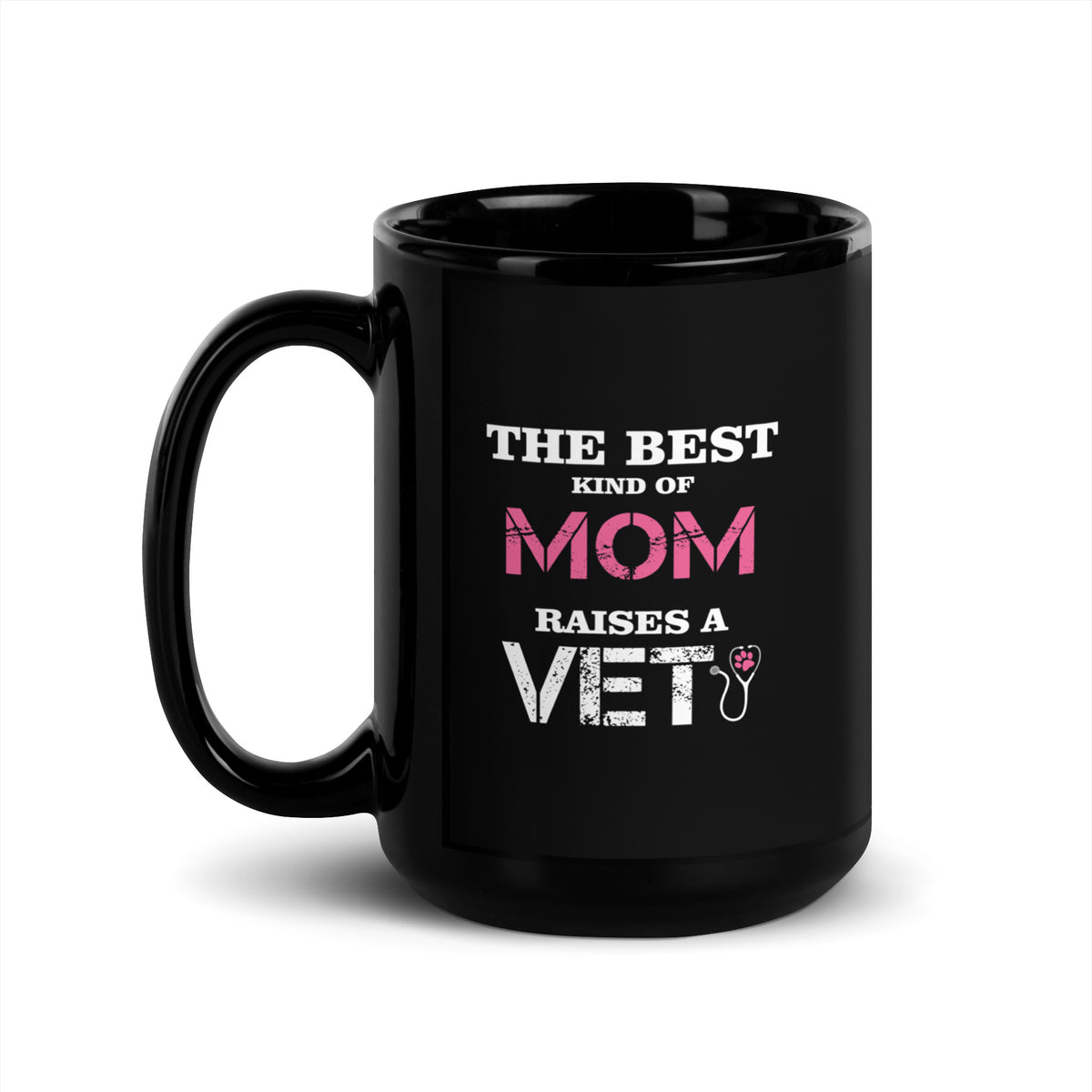 The best kind of Mom raises a Veterinarian Black Glossy Mug-Black Glossy Mug-I love Veterinary