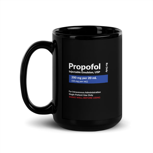 Propofol Design Black Glossy Mug-I love Veterinary
