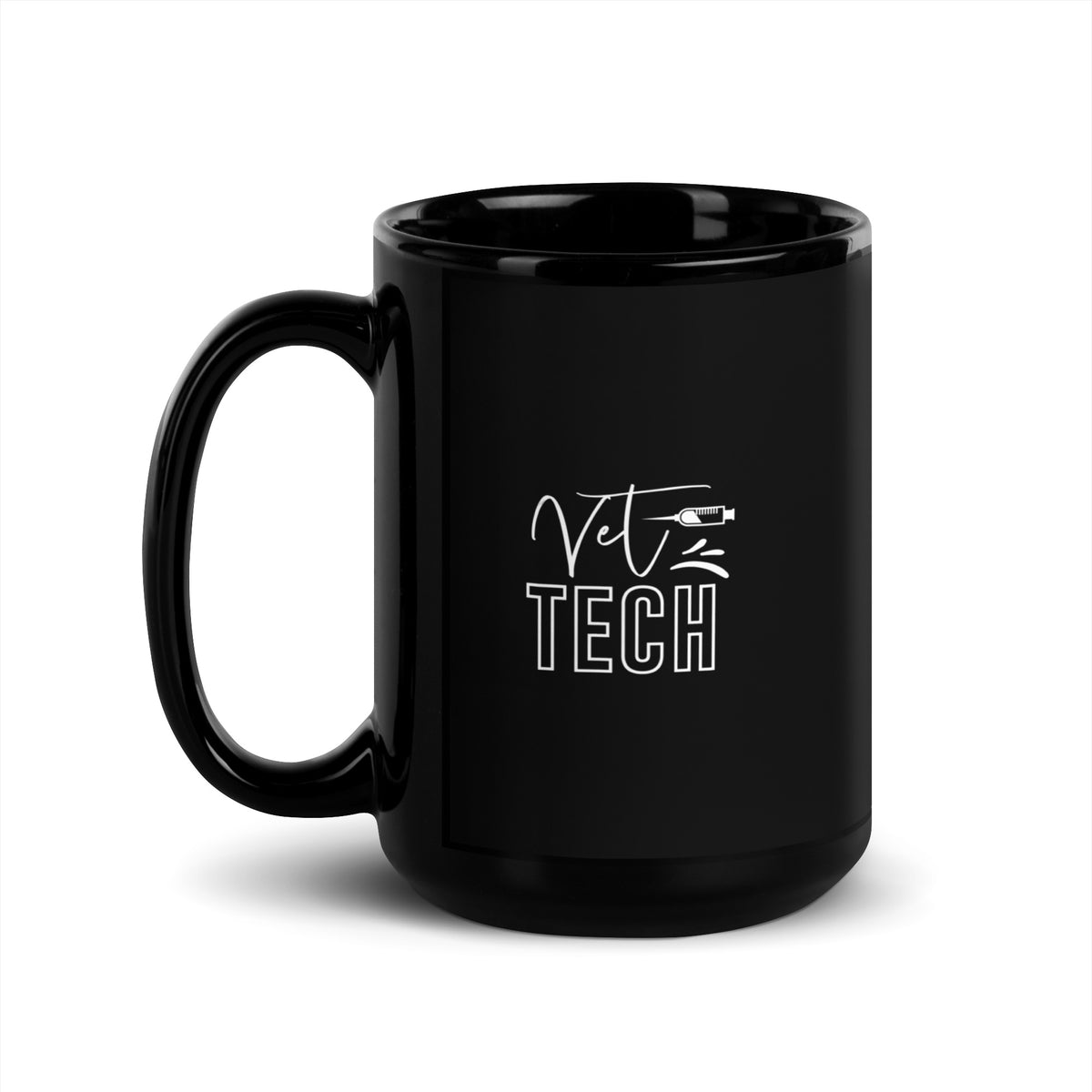 Vet Tech Needle Black Glossy Mug-Black Glossy Mug-I love Veterinary