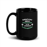 Behind every great veterinarian is an exhausted vet receptionist Black Glossy Mug-I love Veterinary