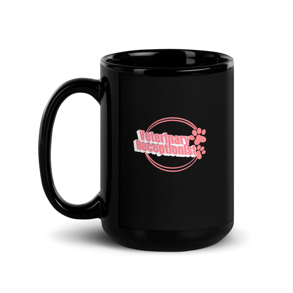 Vet Receptionist circle two paws Black Glossy Mug-I love Veterinary