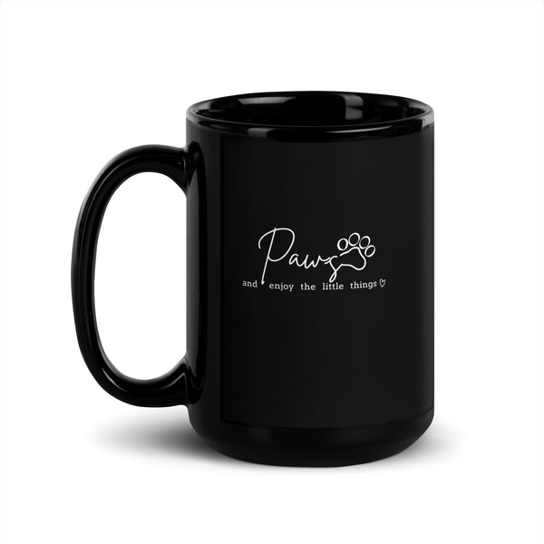 Paws and enjoy the little things Black Glossy Mug-I love Veterinary