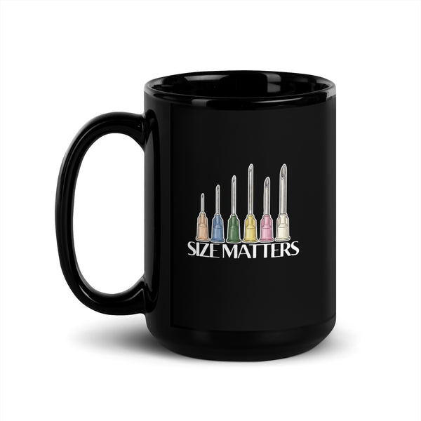 Size Matters Black Glossy Mug-I love Veterinary