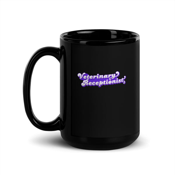 Veterinary Receptionist Black Glossy Mug-I love Veterinary