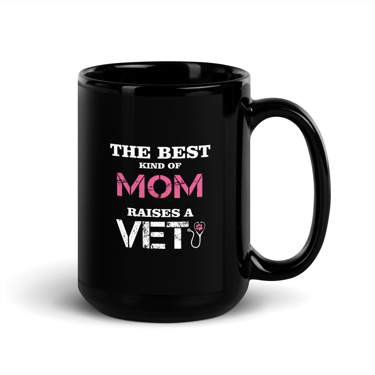 The best kind of Mom raises a Veterinarian Black Glossy Mug-Black Glossy Mug-I love Veterinary