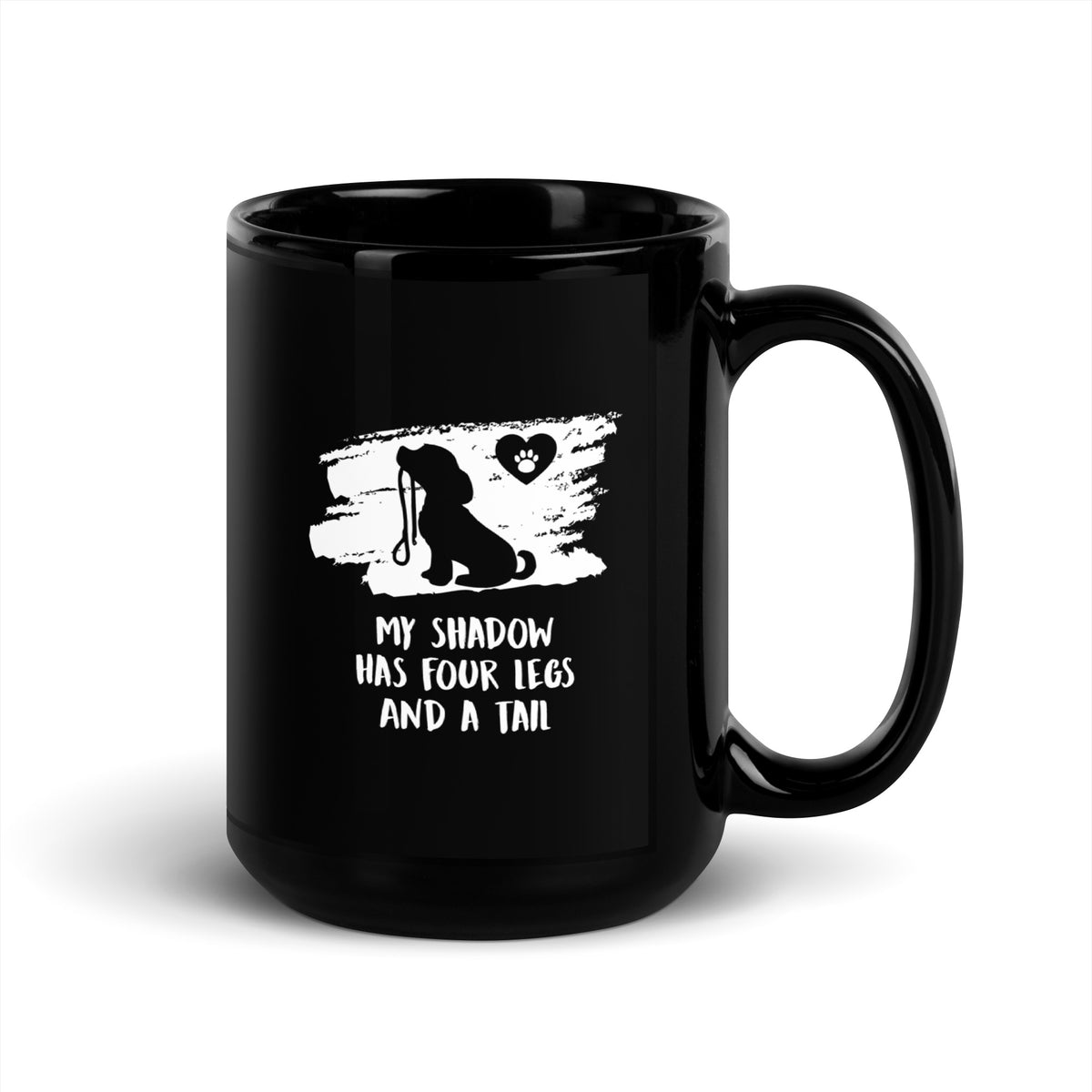 My Shadow has four legs and a tail Black Glossy Mug-I love Veterinary