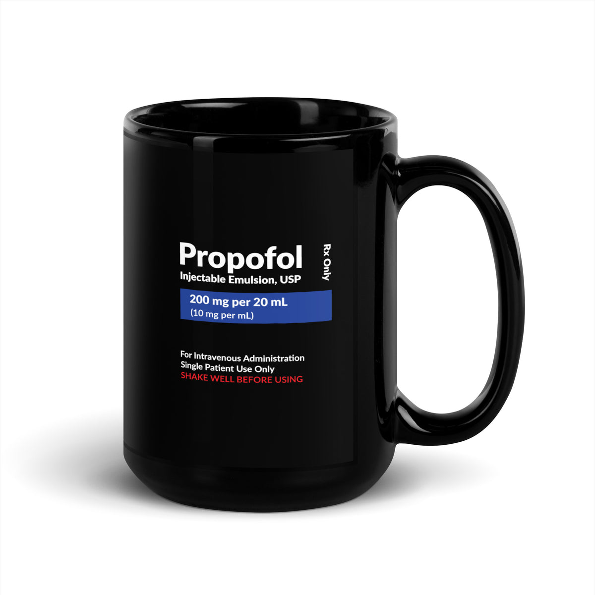 Propofol Design Black Glossy Mug-I love Veterinary