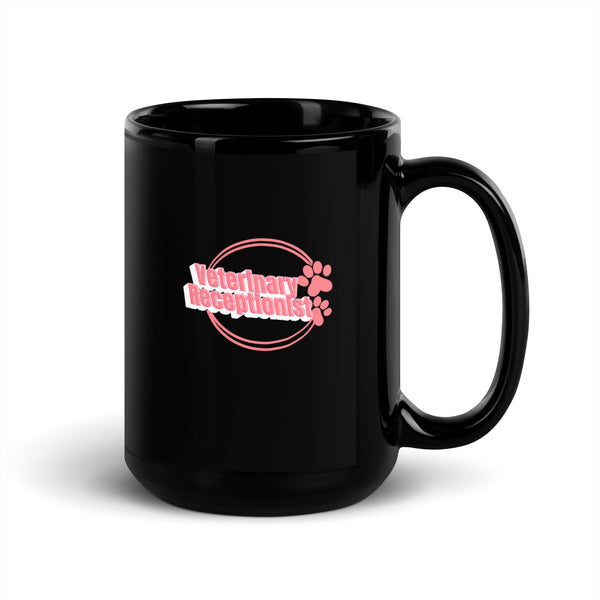 Vet Receptionist circle two paws Black Glossy Mug-I love Veterinary