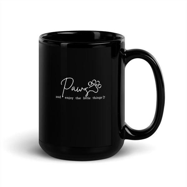 Paws and enjoy the little things Black Glossy Mug-I love Veterinary