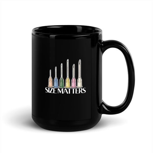 Size Matters Black Glossy Mug-I love Veterinary