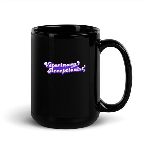Veterinary Receptionist Black Glossy Mug-I love Veterinary