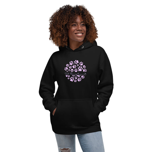 Vet Receptionist circle paws pattern Women's Premium Hoodie-I love Veterinary