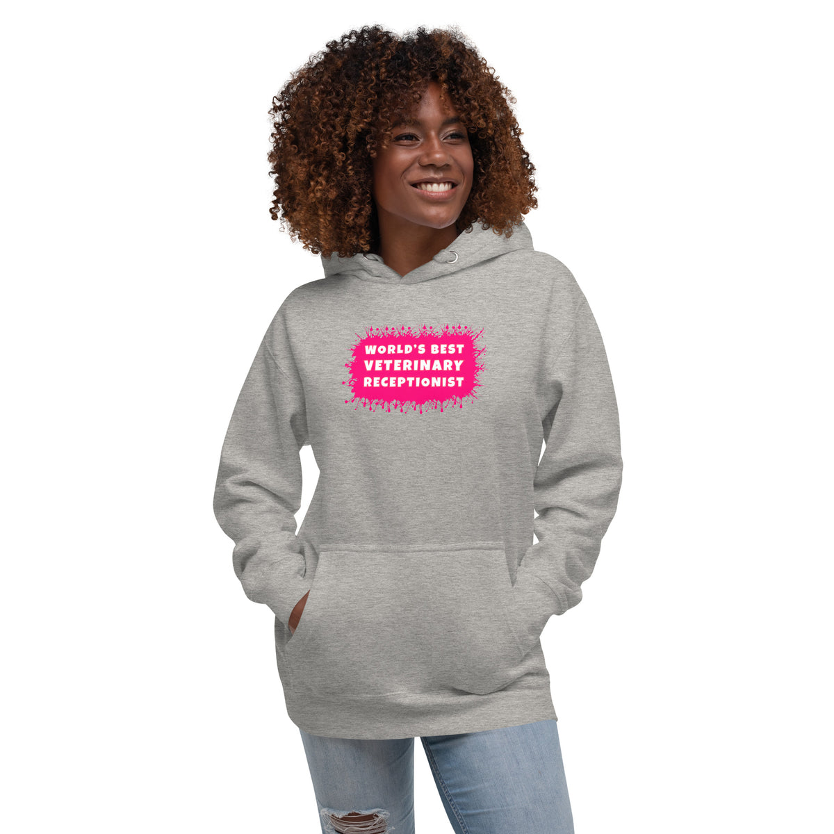 World's best veterinary receptionist color splash Women's Premium Hoodie-I love Veterinary