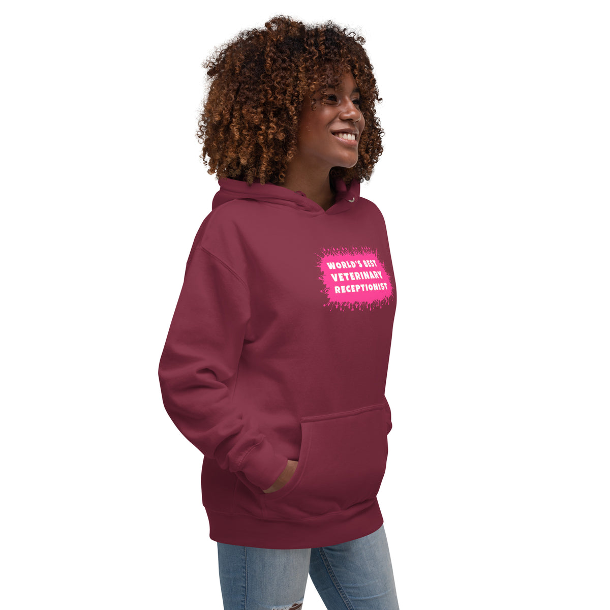 World's best veterinary receptionist color splash Women's Premium Hoodie-I love Veterinary