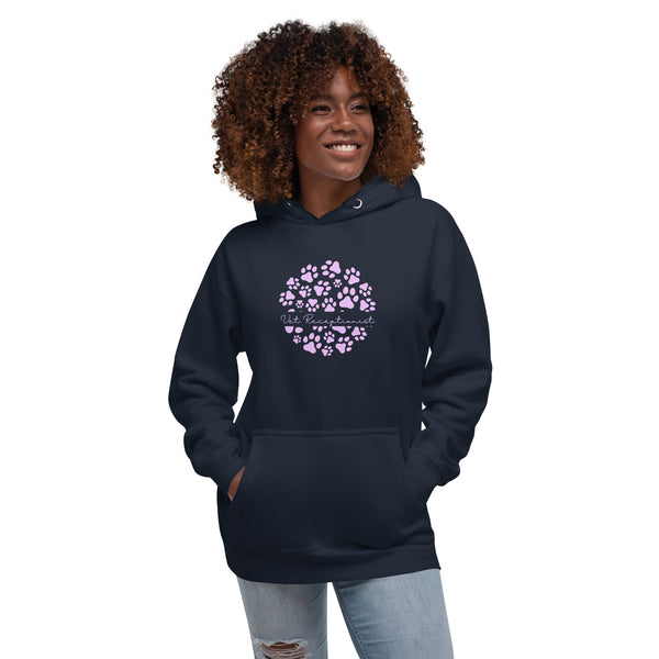 Vet Receptionist circle paws pattern Women's Premium Hoodie-I love Veterinary