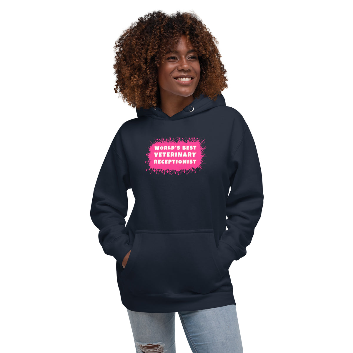 World's best veterinary receptionist color splash Women's Premium Hoodie-I love Veterinary