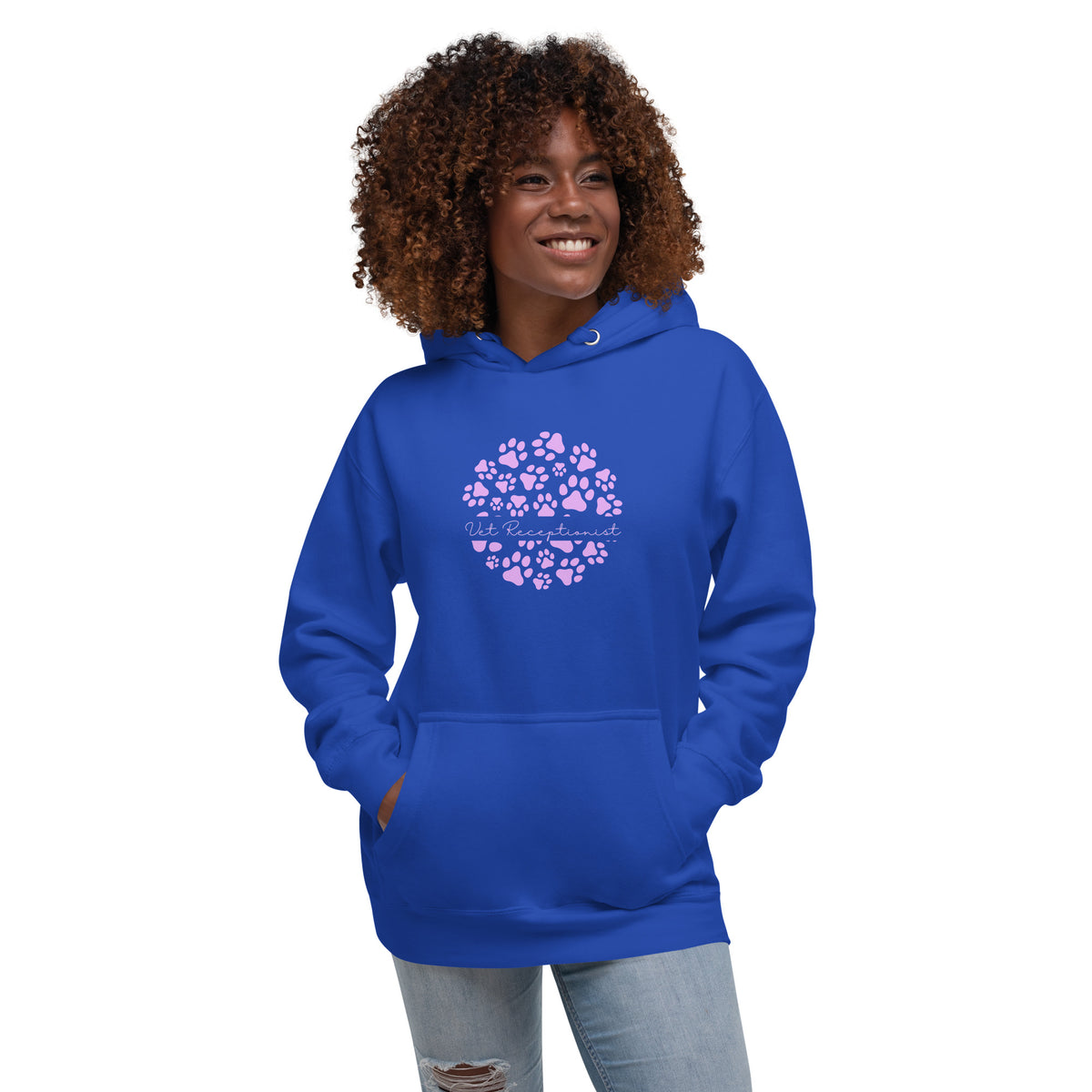 Vet Receptionist circle paws pattern Women's Premium Hoodie-I love Veterinary
