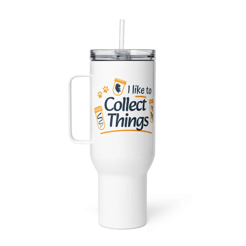 I like to collect things Travel mug with a handle-Travel Mug with a Handle-I love Veterinary