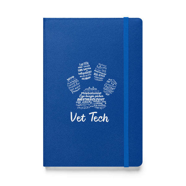 Vet Tech - Paw Print Hardcover bound notebook-Hardcover Bound Notebook | JournalBook®-I love Veterinary