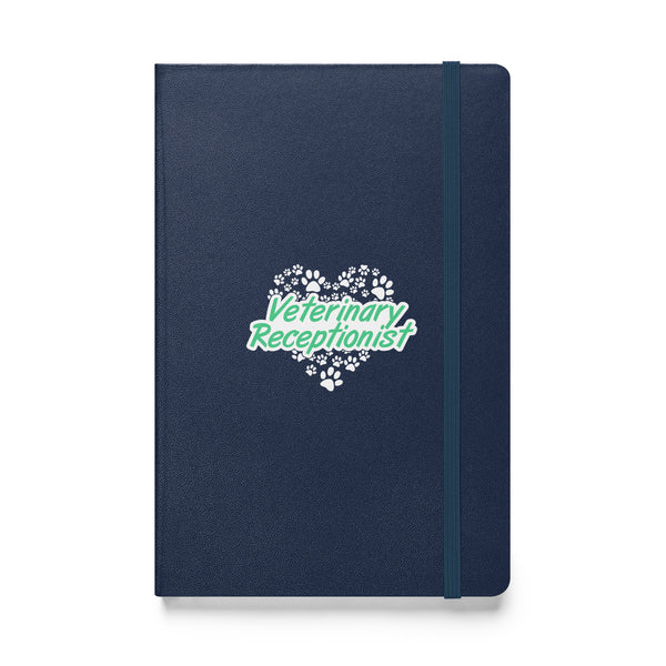 Veterinary Receptionist Heart Paws Hardcover-bound notebook-Hardcover Bound Notebook | JournalBook®-I love Veterinary