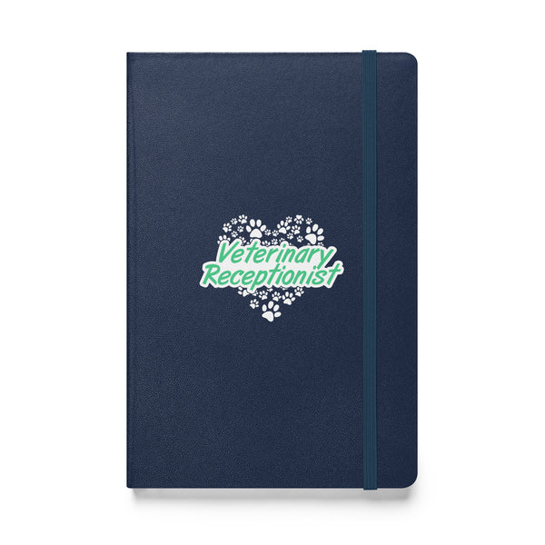 Veterinary Receptionist Heart Paws Hardcover-bound notebook-Hardcover Bound Notebook | JournalBook®-I love Veterinary