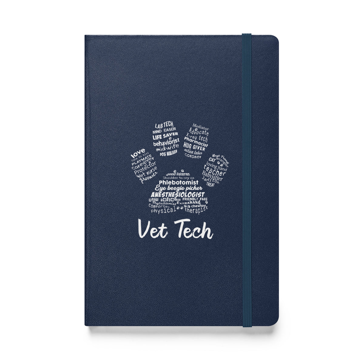 Vet Tech - Paw Print Hardcover bound notebook-Hardcover Bound Notebook | JournalBook®-I love Veterinary